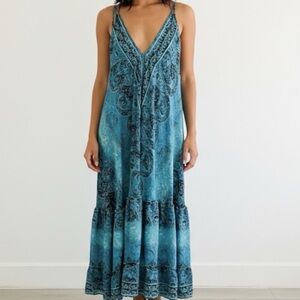 Zury Blue Ombré Silk Maxi Dress Large